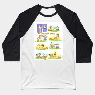 Fox and Chicken Partner Yoga Baseball T-Shirt